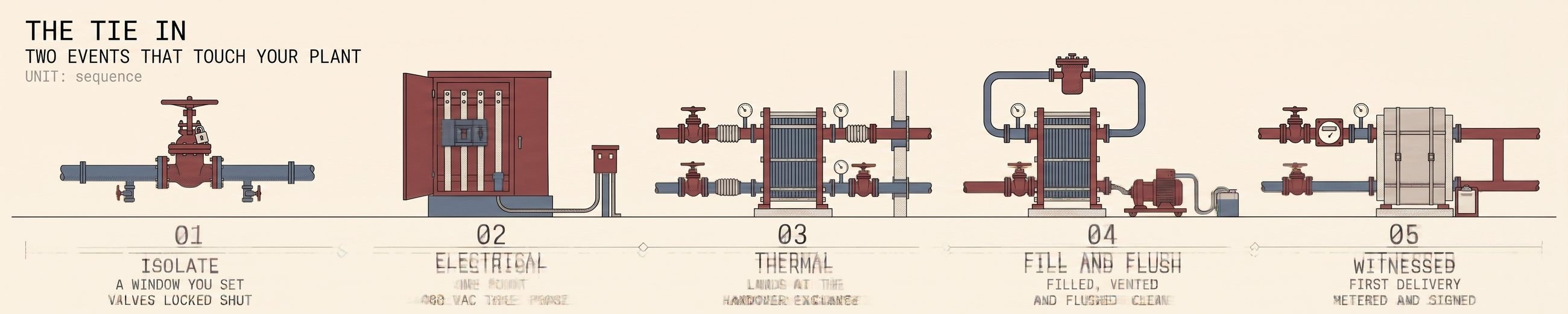 The tie in, five stages